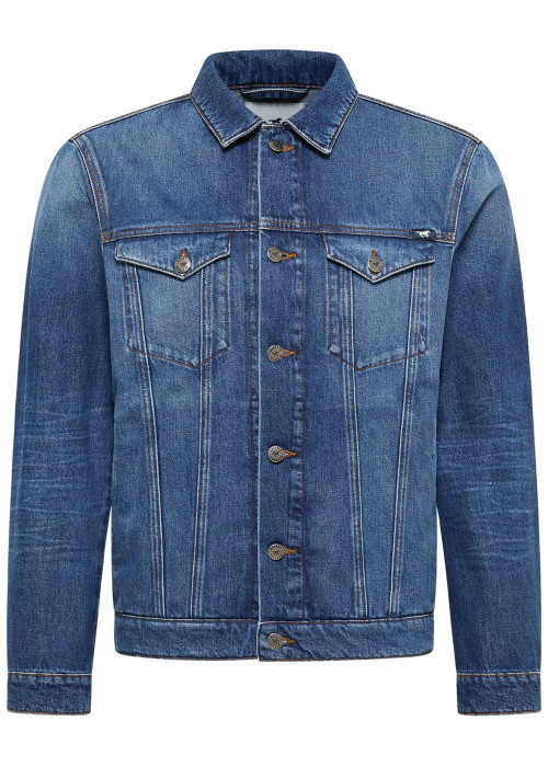 Blouson en jean en coton bleu délavé avec une...