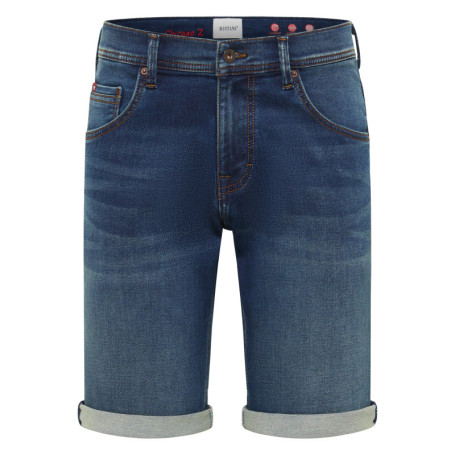 Short 5 poches en coton mélangé bleu délavé...