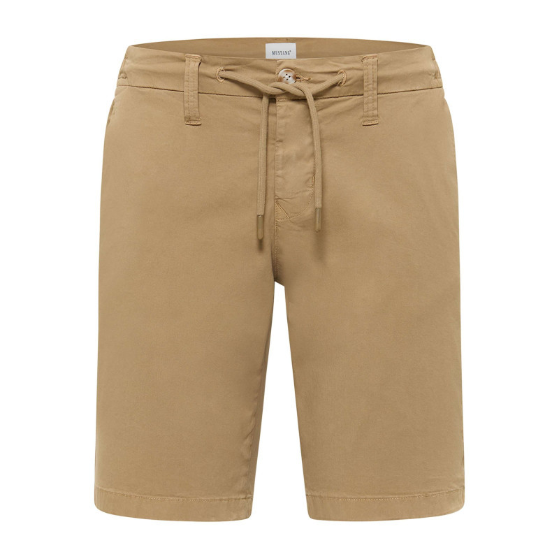 Mustang - Short Chino En Coton Beige Uni Avec Une Coupe Droite Et 4 Poches - Beige