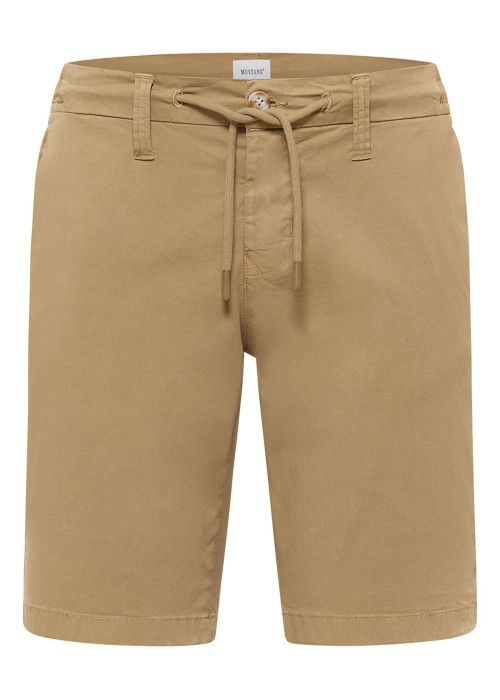 Short chino en coton beige uni avec une coupe droite et 4 poches