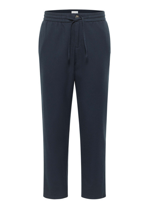 Pantalon chino en coton bleu marine uni avec une coupe droite et 4 poches