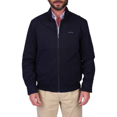 Blouson en coton biologique marine uni avec une...