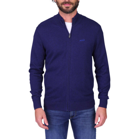 Gilet en coton marine uni avec une coupe droite...
