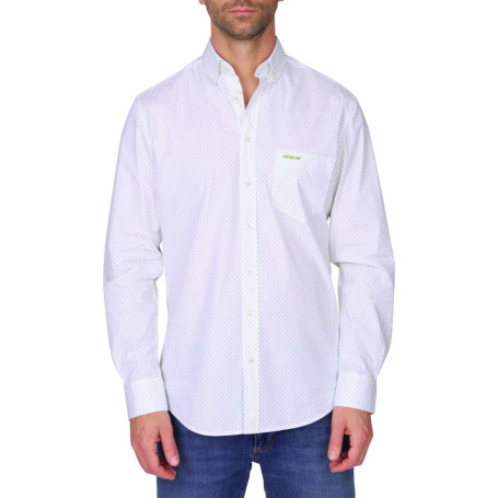 Chemise en coton biologique blanche à pois avec...