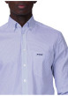Thumbnail Chemise en coton bleue à motifs avec une coupe droite et un col à revers - Image 3