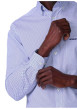 Thumbnail Chemise en coton bleue à motifs avec une coupe droite et un col à revers - Image 4