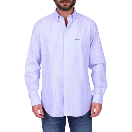 Chemise en coton biologique bleu ciel à rayures...