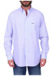 Thumbnail Chemise en coton biologique bleu ciel à rayures avec une coupe droite