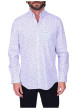 Thumbnail Chemise en coton bleue à motifs avec une coupe droite et un col à revers