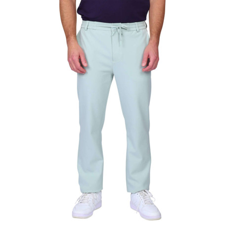 Pantalon chino vert d'eau uni avec une coupe...