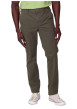 Thumbnail Pantalon chino en coton kaki uni avec une coupe ajustée et une taille élastiquée