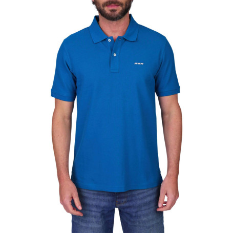 Polo en coton biologique bleu canard uni avec...