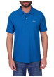 Thumbnail Polo en coton biologique bleu canard uni avec une coupe droite