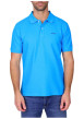 Thumbnail Polo en coton biologique bleu uni avec une coupe droite et un col à revers