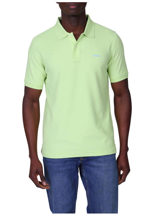 Polo en coton biologique vert uni avec une coupe droite et un col à revers