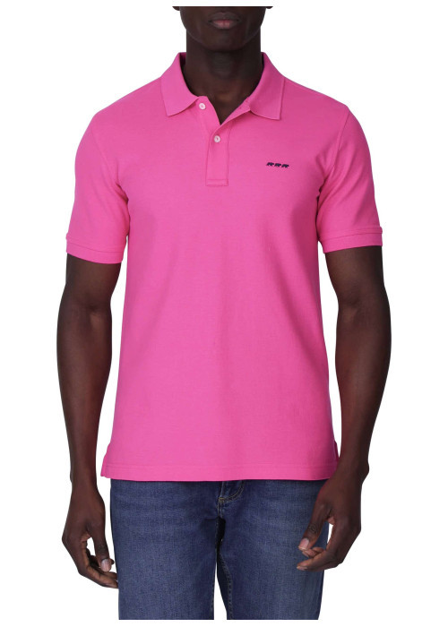 Polo en coton biologique rose uni avec une coupe droite et un col à revers