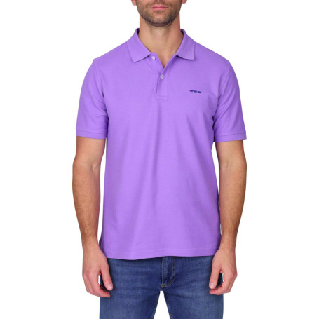 Polo en coton biologique violet uni avec une...