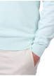 Thumbnail Pull en coton bleu ciel uni avec une coupe droite et un col V - Image 4