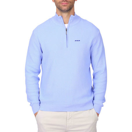 Pull en coton biologique bleu ciel uni avec une...