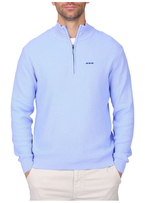 Pull en coton biologique bleu ciel uni avec une coupe droite