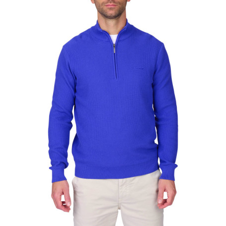 Pull en coton biologique bleu uni avec une...