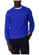 Thumbnail Pull en coton biologique bleu uni avec une coupe droite et un col rond