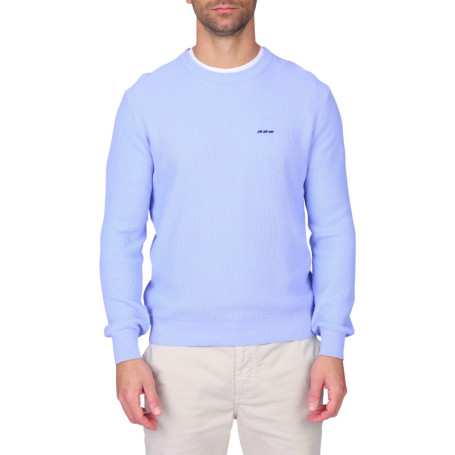 Pull en coton biologique bleu ciel uni avec une...