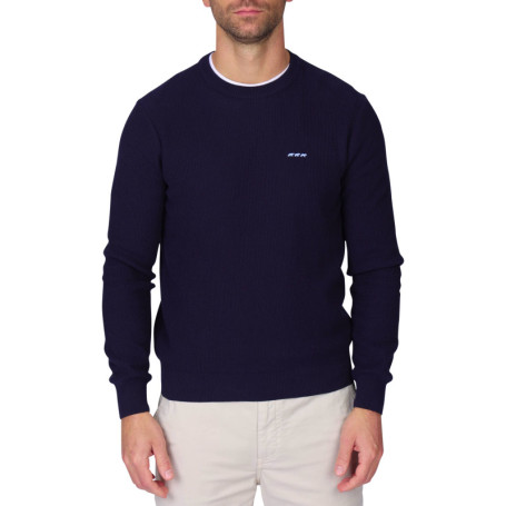 Pull en coton biologique marine uni avec une...