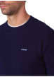 Thumbnail Pull en coton biologique marine uni avec une coupe droite et un col rond - Image 3