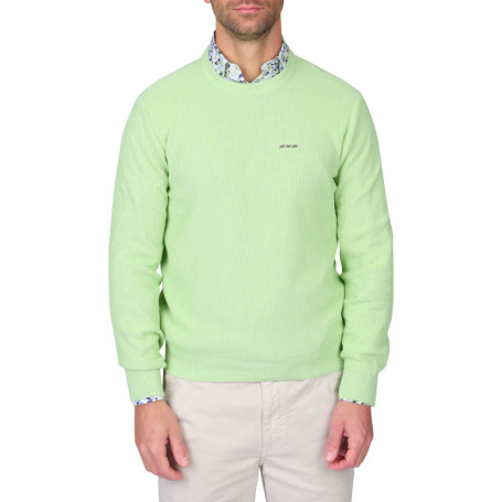 Pull en coton biologique vert uni avec une...