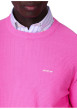 Thumbnail Pull en coton biologique rose uni avec une coupe droite et un col rond - Image 3
