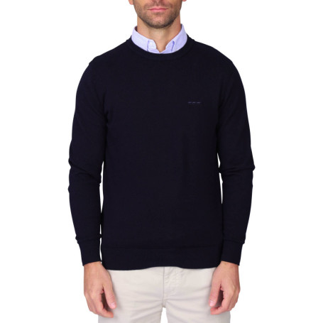 Pull en coton biologique marine uni avec une...