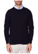 Thumbnail Pull en coton biologique marine uni avec une coupe droite et un col polo