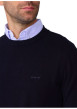 Thumbnail Pull en coton biologique marine uni avec une coupe droite et un col polo - Image 3