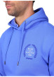 Thumbnail Sweat bleu uni avec une coupe droite et un col à capuche avec cordons - Image 3