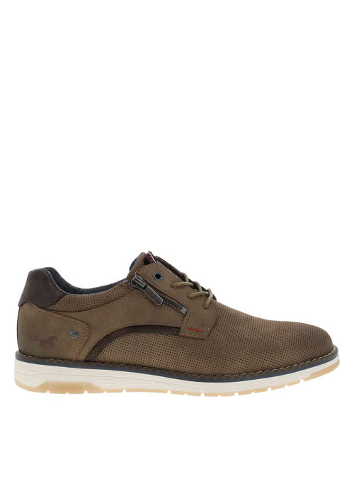 Baskets taupe à talon plat avec des lacets et un zip latéral