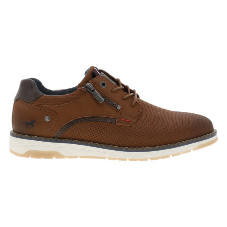 Baskets cognac à talon plat avec lacets et zip...