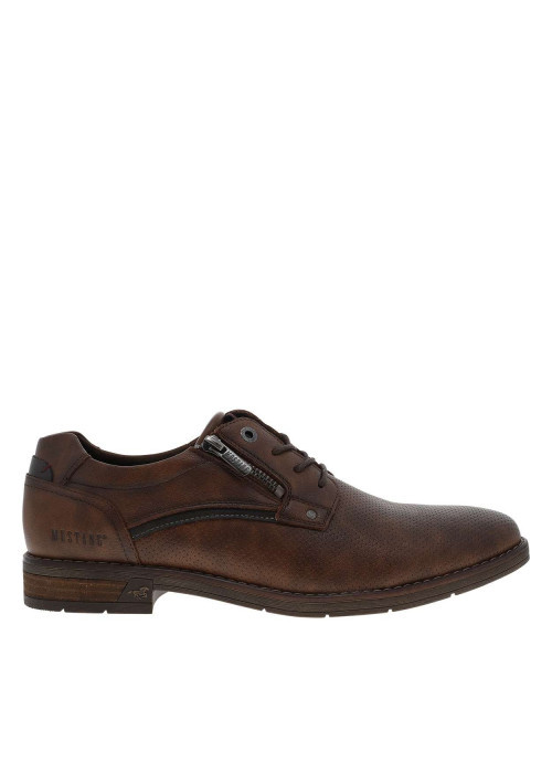 Derbies marron à talon décroché bas avec des lacets et un zip latéral