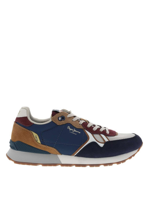 Baskets running Brit Back M en cuir bleu marine...