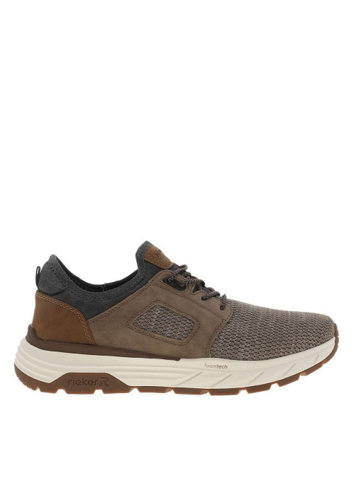 Sneakers taupe à talon plat et à slip-on avec des lacets décoratifs