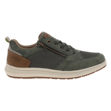 Sneakers kaki à talon plat avec des lacets et...