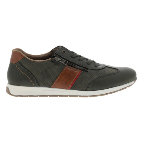Sneakers en cuir kaki à talon plat avec des...