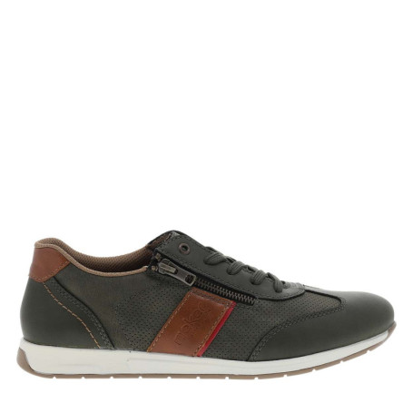 Sneakers en cuir kaki à talon plat avec des...