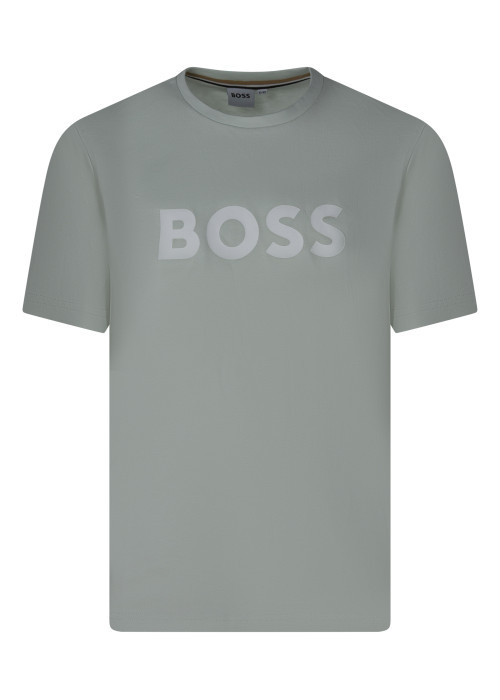 T-shirt en coton vert d'eau pourvu d'un col rond et de manches courtes