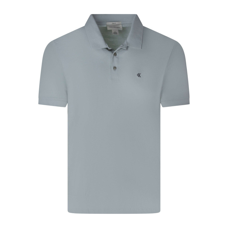 Calvin Klein Jeans - Polo En Coton Vert D'eau à Coupe Droite Pourvu D'un Col Boutonné - Vert