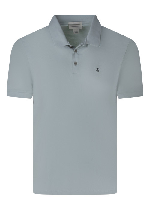 Polo en coton vert d'eau à coupe droite pourvu d'un col boutonné