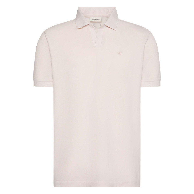 Calvin Klein Jeans - Polo En Coton Beige à Coupe Droite Pourvu D'un Col V Bord-côte - Beige