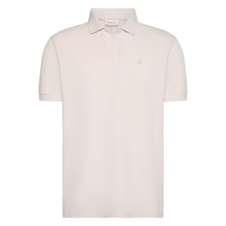 Polo en coton beige à coupe droite pourvu d'un...