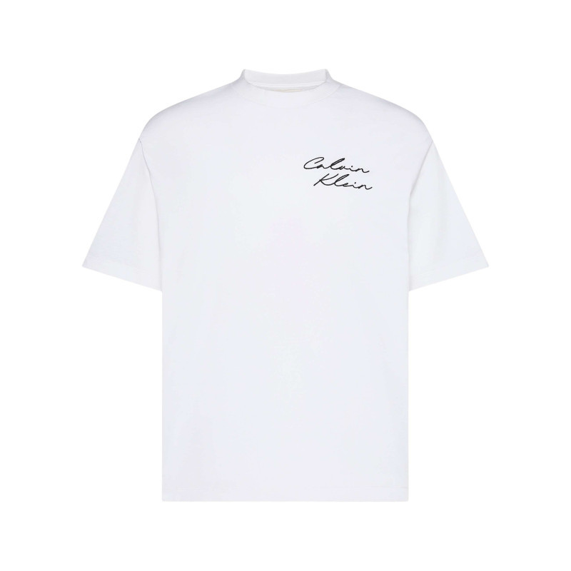 Calvin Klein Jeans - T-shirt En Coton Blanc à Coupe Droite Brodé Du Nom De La Marque - Blanc Calvin Klein Jeans - T-shirt En Coton Blanc à Coupe Droite Brodé Du Nom De La Marque - Blanc