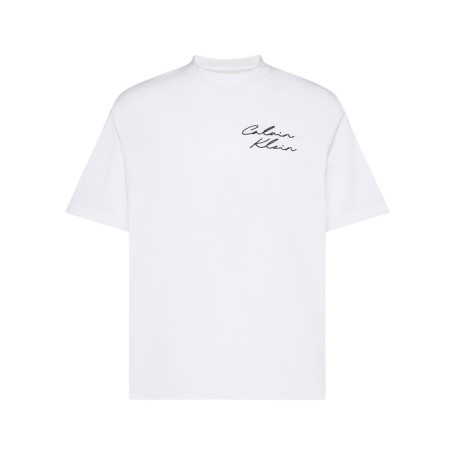 T-shirt en coton blanc à coupe droite brodé du...